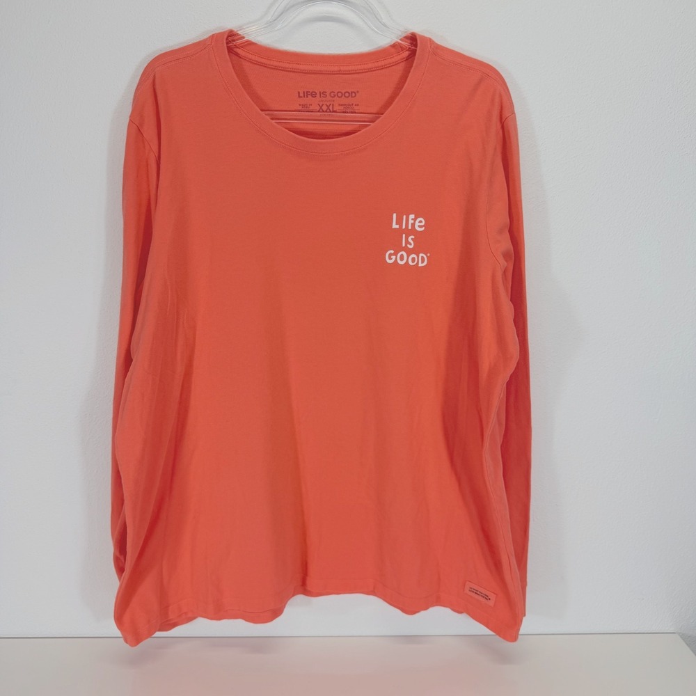 Life is Good Womens "Keep It Simple" Long Sleeve Crusher Coral T-Shirt XXL